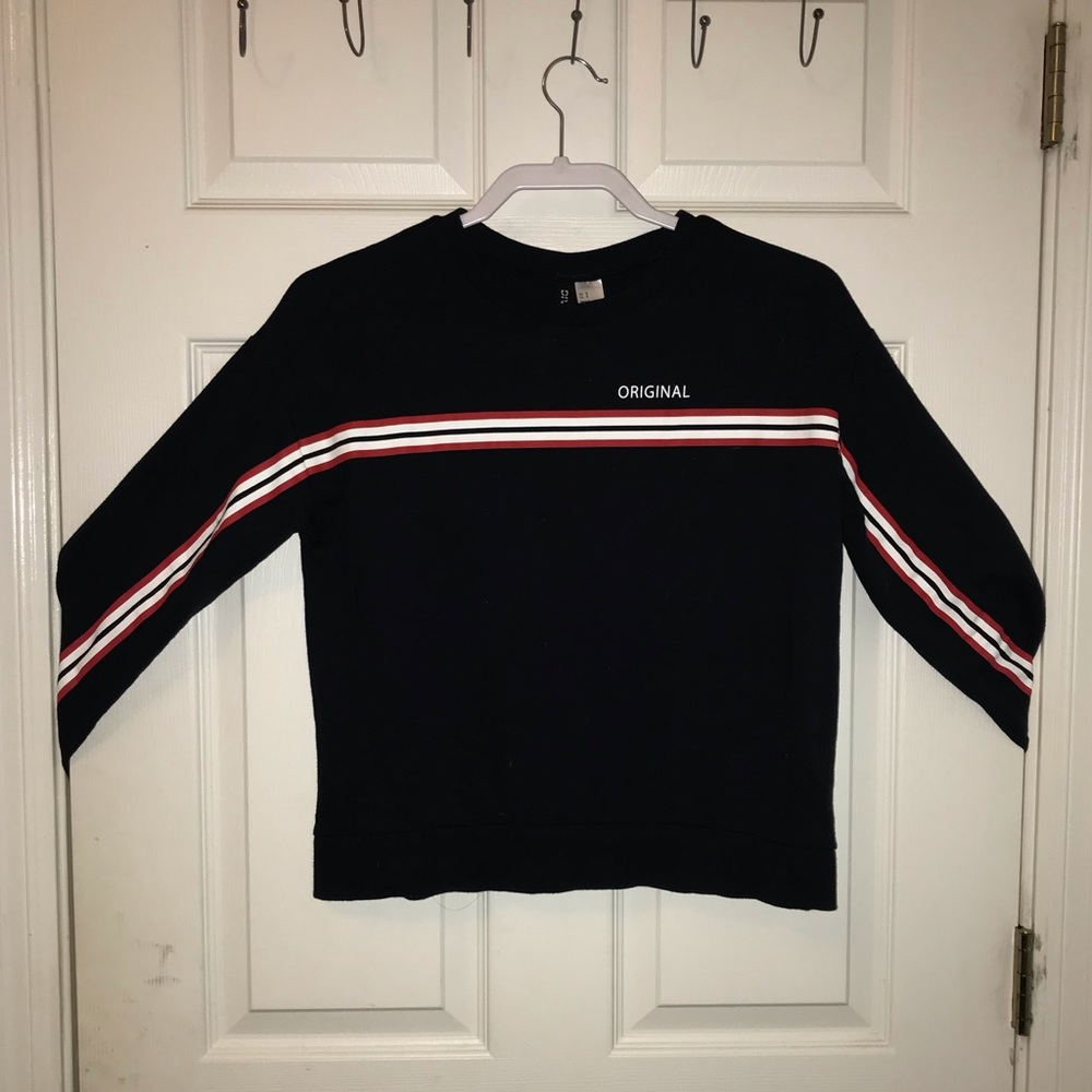 long-sleeved striped top